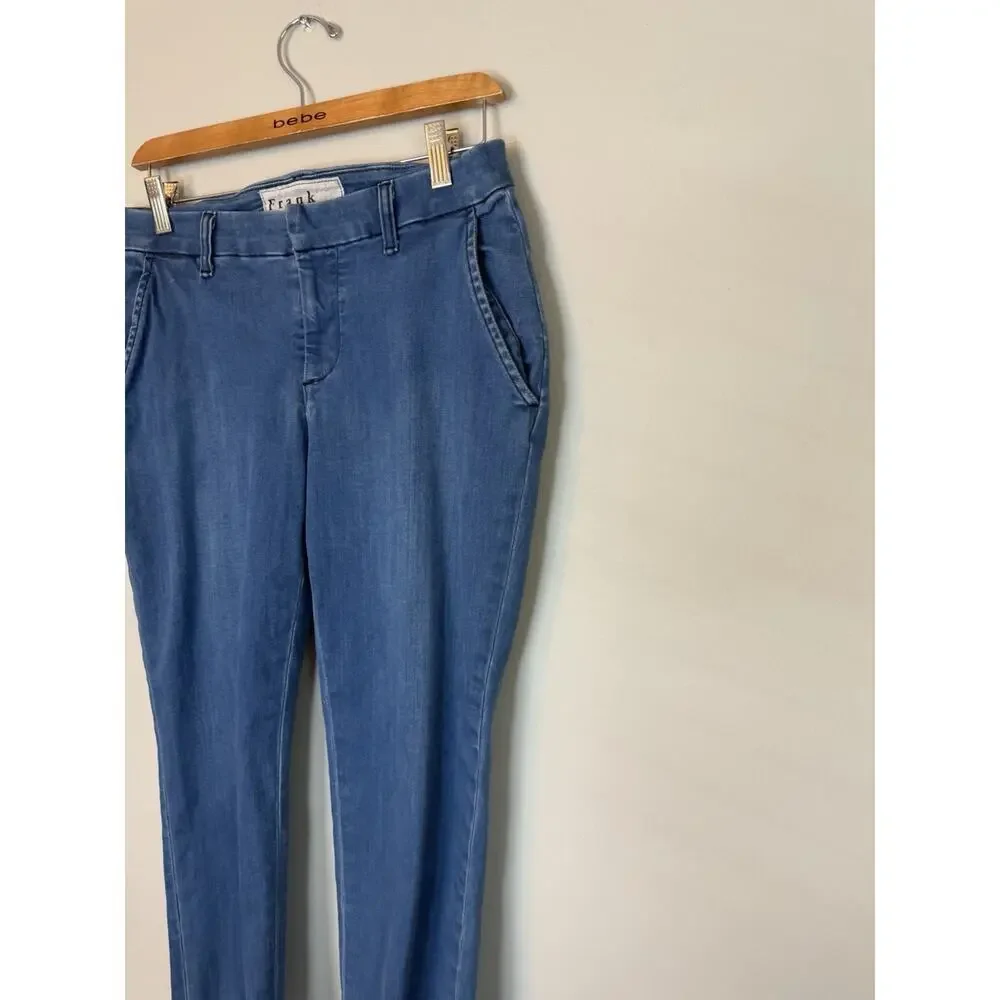 Frank & Eileen Wicklow Blue Denim Italian Chino Crop Raw Hem Mid-Rise Size 4